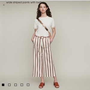 Maje Wide Striped pants with belt